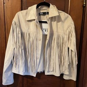 Beige Zara fringe jacket